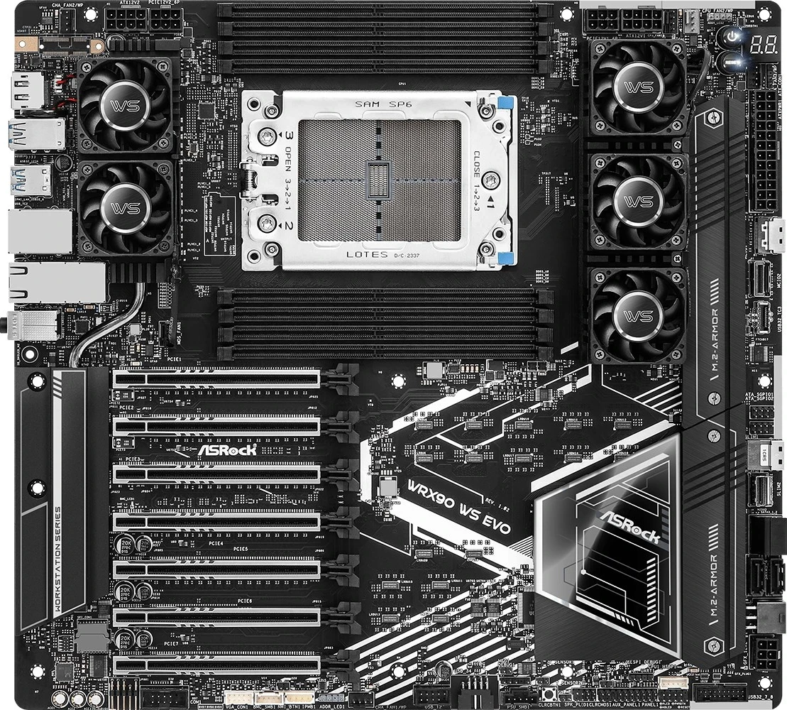 Pllakë amë Asrock WRX90 WS EVO, Socket sTR5, EEB