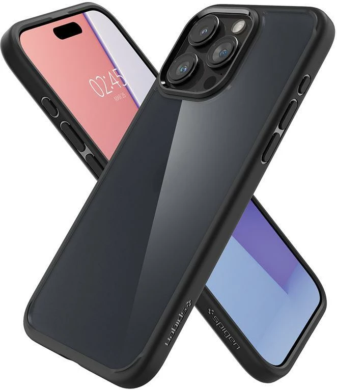 Mbështjellës Spigen Ultra Hybrid për iPhone 15 Pro Max, Transparent, i zi