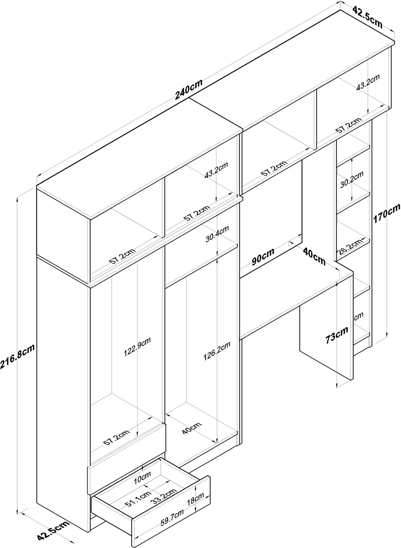 Set dhome për studim, ngjyrë arrë dhe e bardhë, BA122 - 2697
