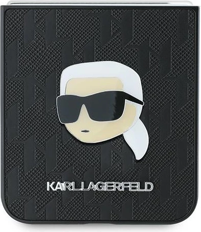 Mbështjellës Karl Lagerfeld Saffiano Monogram Head Pin për Samsung Galaxy Z Flip 6, i zi