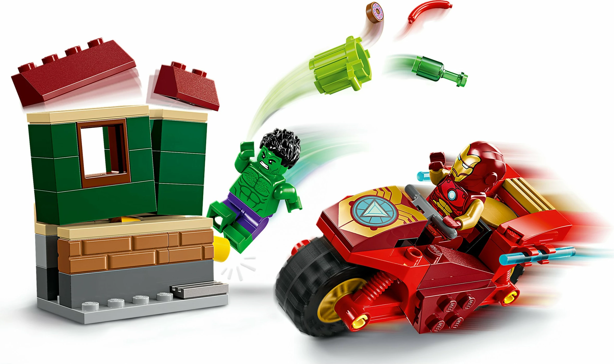 Set ndërtimi LEGO Marvel 76287 Iron Man me motor dhe Hulk, shumëngjyrësh