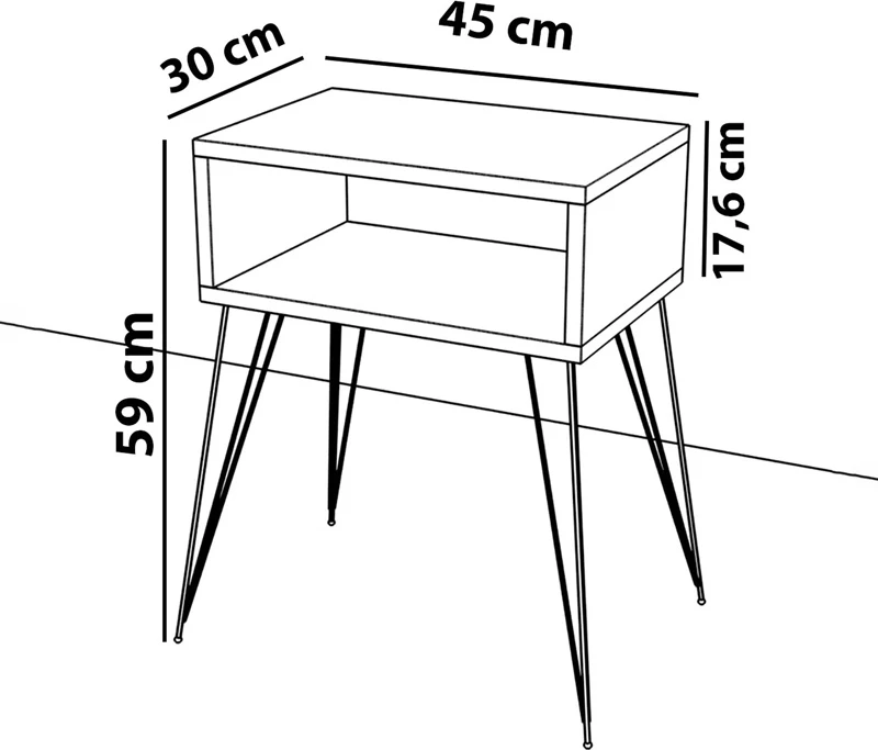 Komodinë Naida, mermer gri, 45x30x59cm