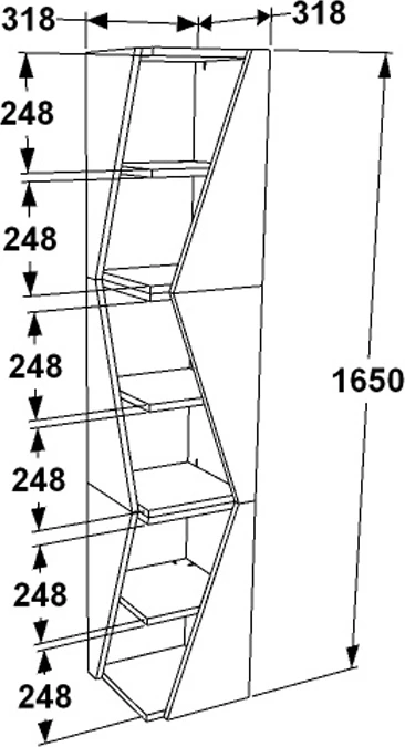 Raft librash kolonial Klaro, ngjyrë antracit, 32x32x165cm