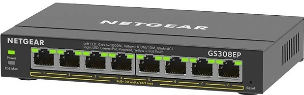 Switch Netgear GS308EP, 8xGE PoE+, i menaxhuar, Desktop, i zi