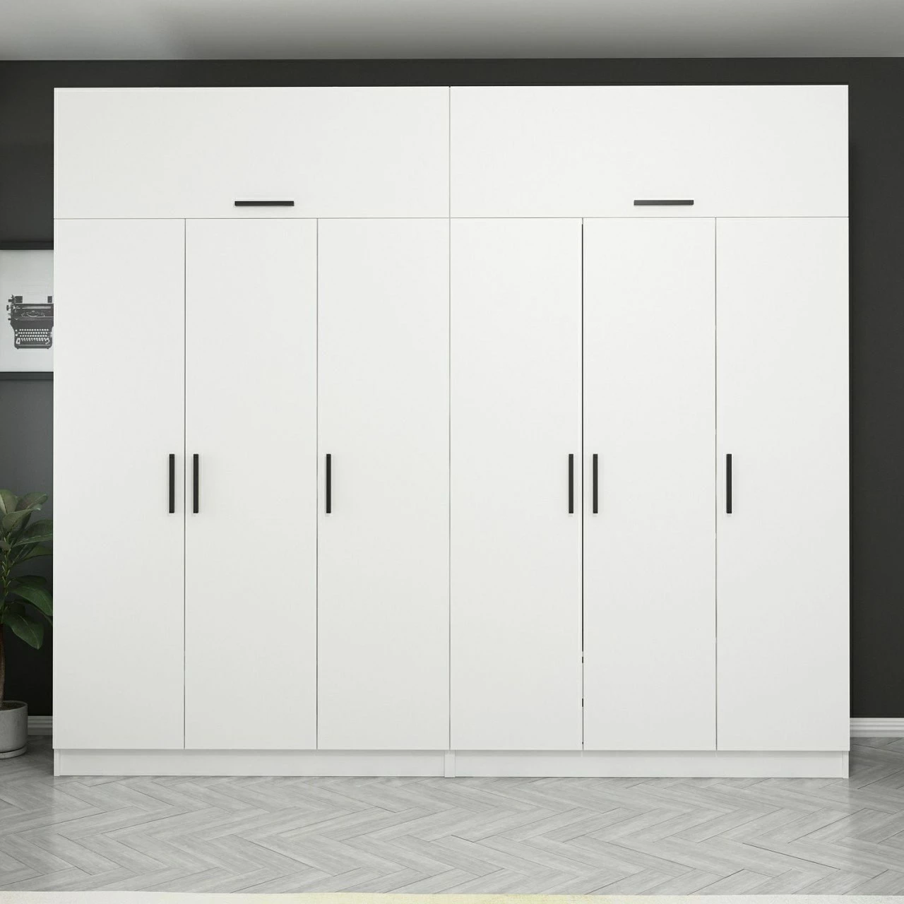 Dollap i madh për rroba, ngjyrë e bardhë, Skye Decor, Kale - 3087