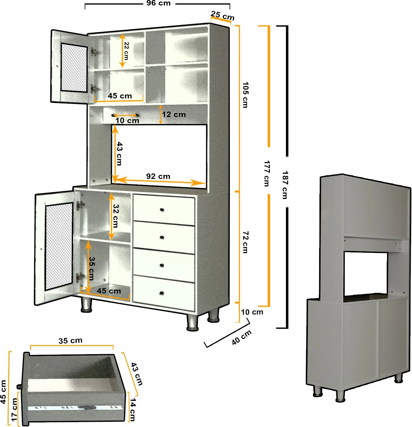 Dollap shumëpërdorimësh Hanah Home, Grano 96, antracit