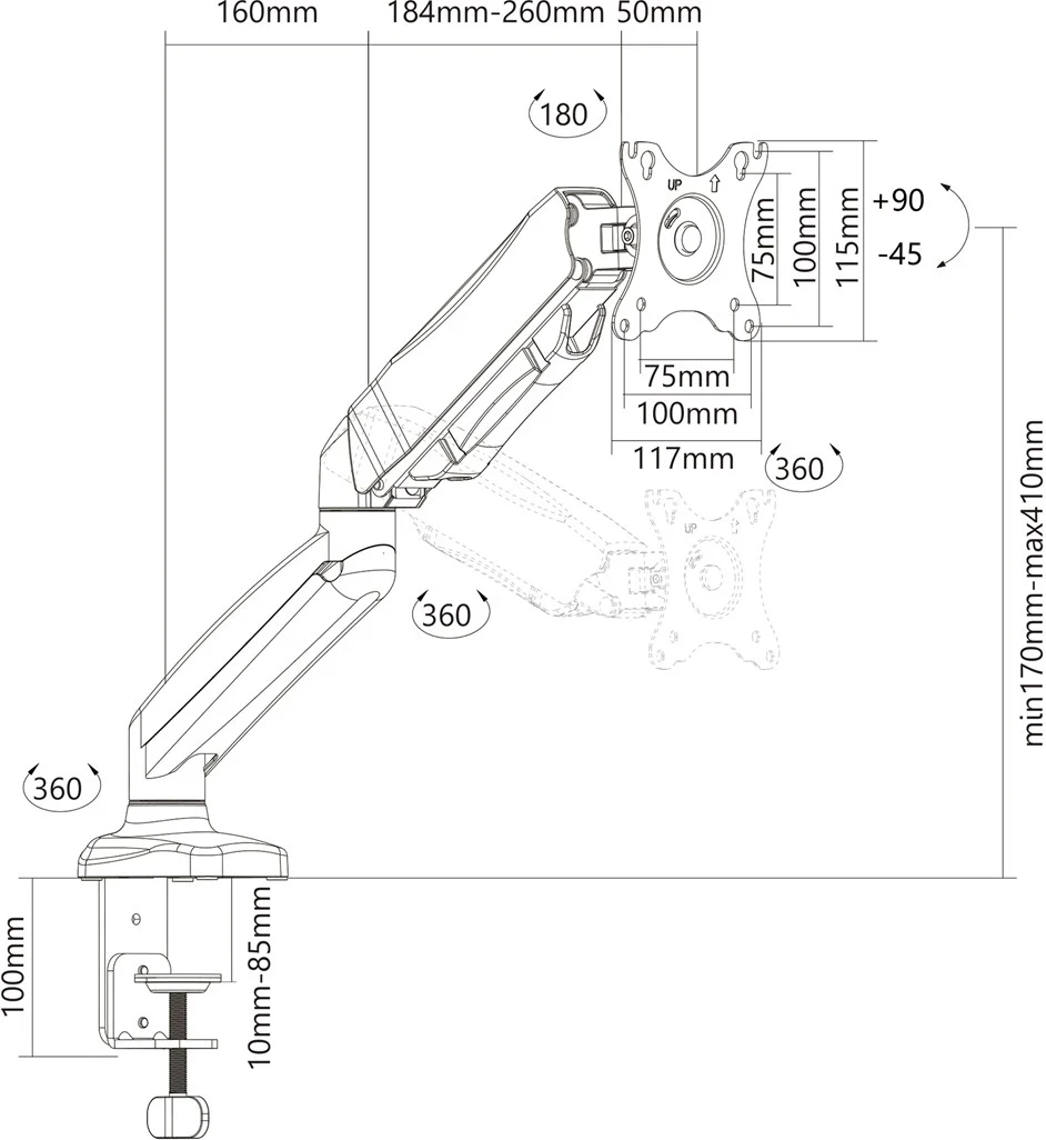 Mbajtëse për monitor Elbrus MT014, 32''