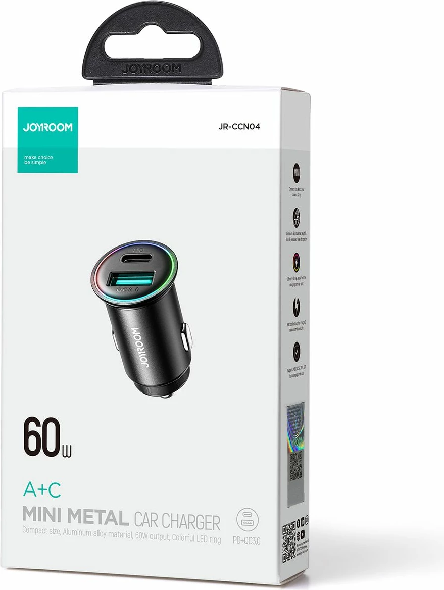 Karikues veture Joyroom JR-CCN04, 60W, 2 porta USB-A/USB-C, zi
