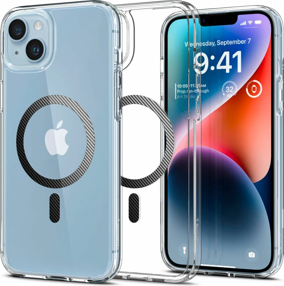 Mbështjellës Spigen Ultra Hybrid Mag për iPhone 14 Plus, MagSafe, Transparent Gri