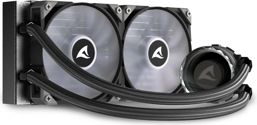 Ftohës uji Sharkoon S80 RGB, 2x12cm, për procesor, RGB, i zi