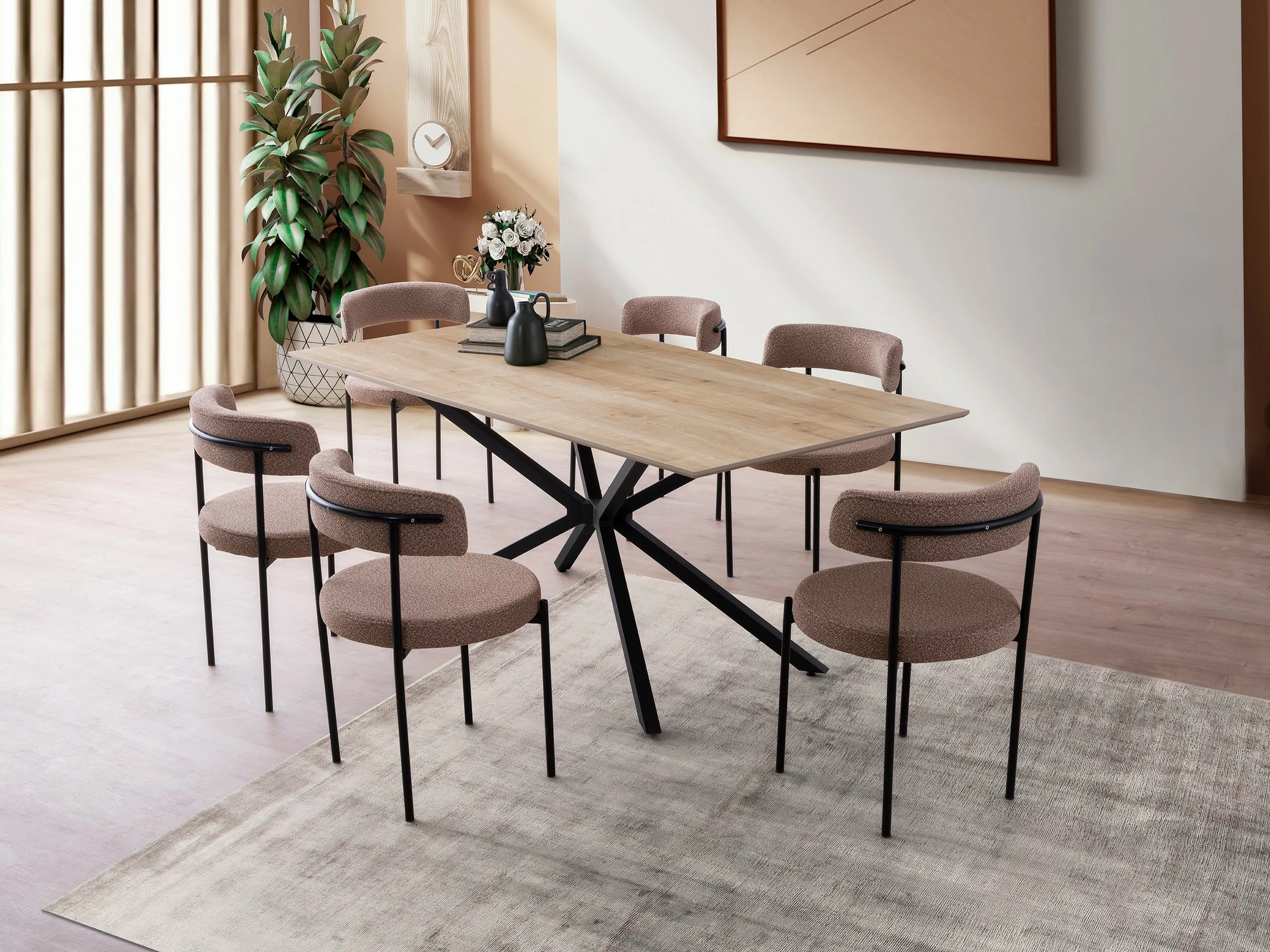 Tavolinë ngrënieje, ngjyrë lisi, Skye Decor, Nox - 3001