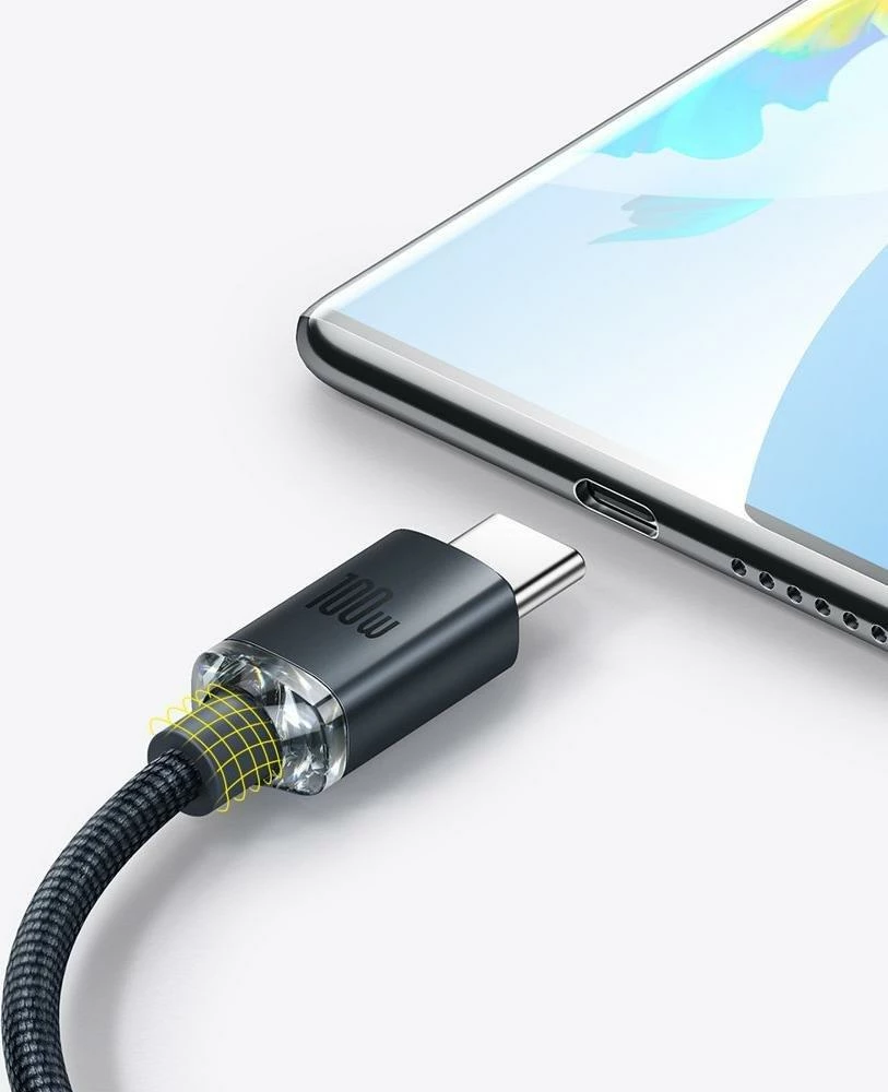 Kabllo USB-A në USB-C Baseus Crystal Shine CAJY000501/BSU3102BLK 2 m 100W USB 2.0, e zezë (1 copë)