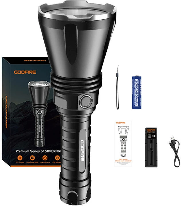 Elektrik dore Superfire Godfire TF01, 4800 mAh, LED, i zi