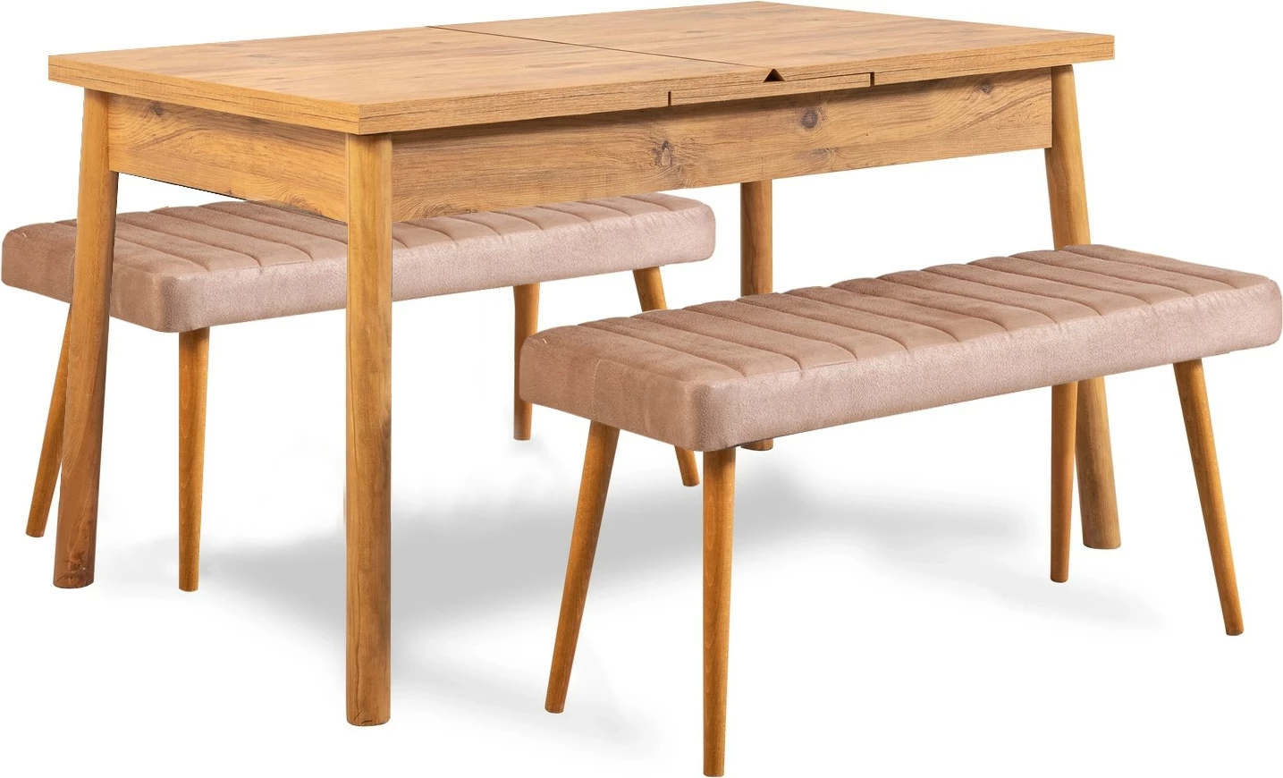 Set tavoline me karrige, zgjatës, 3 pjesë, Skye Decor, Santiago 0900, ngjyrë Atlantic Pine, Stone