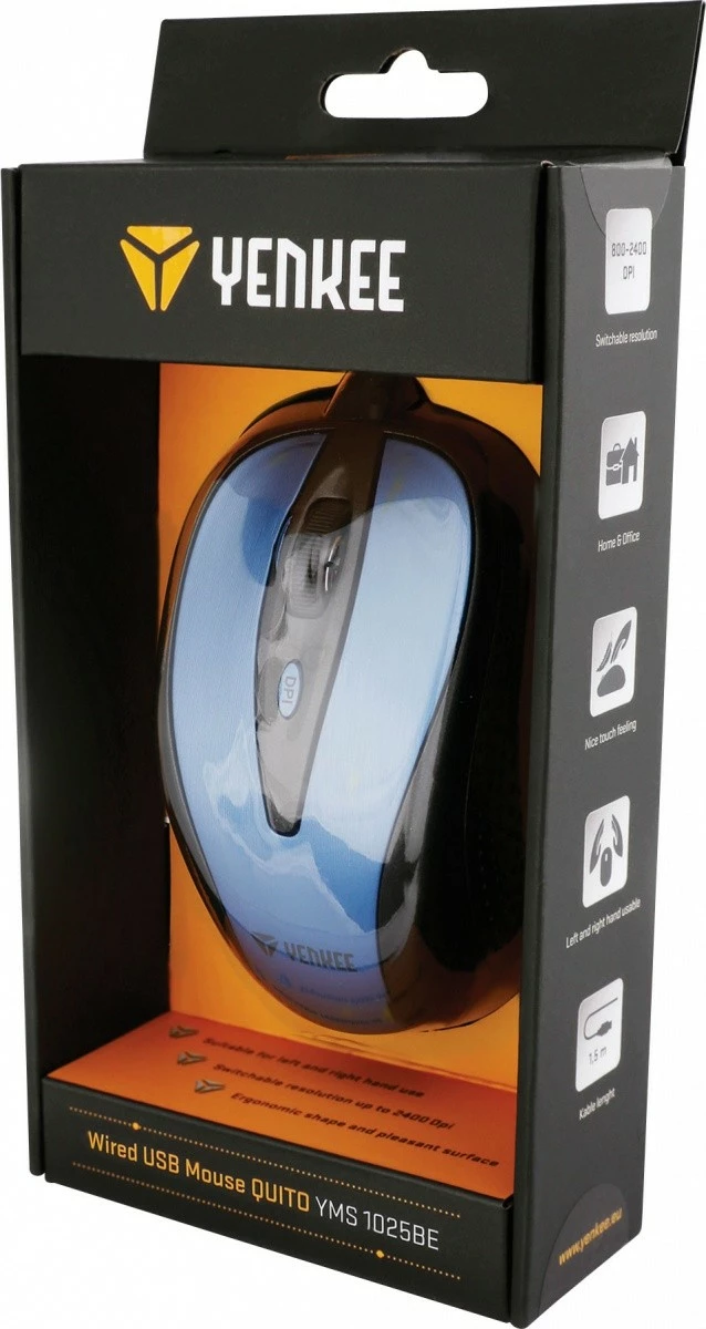 Maus me kabllo YENKEE QUITO YMS 1025BE, 4 butona, USB, Blu