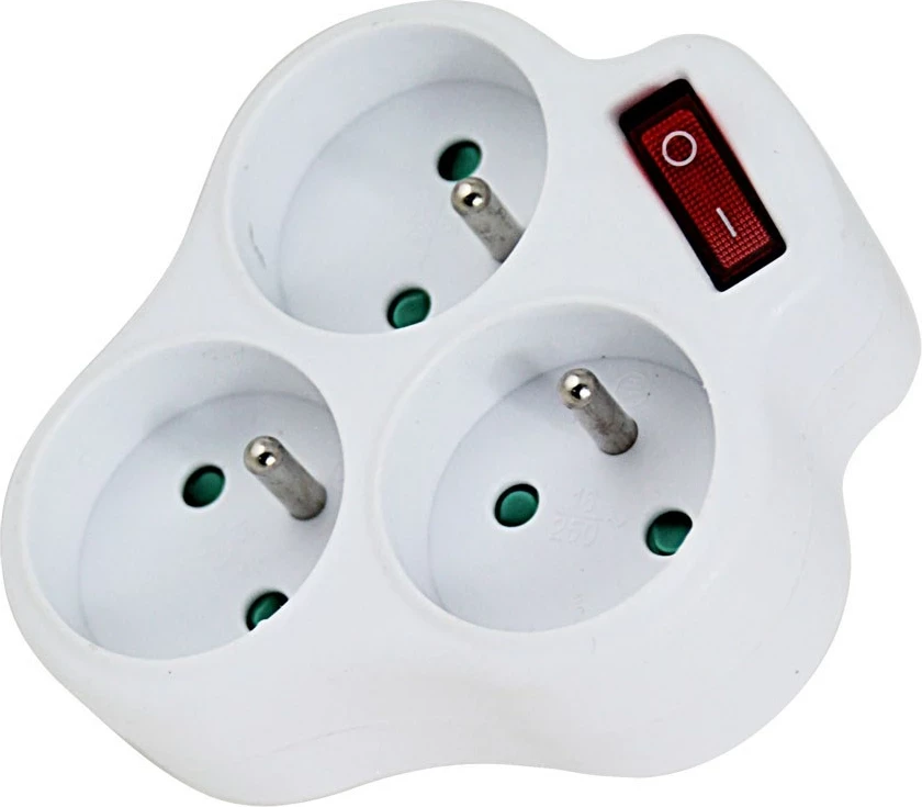 Shpërndarës elektrik Esperanza ELK304W, 3 dalje, me ndërprerës, Bardhë