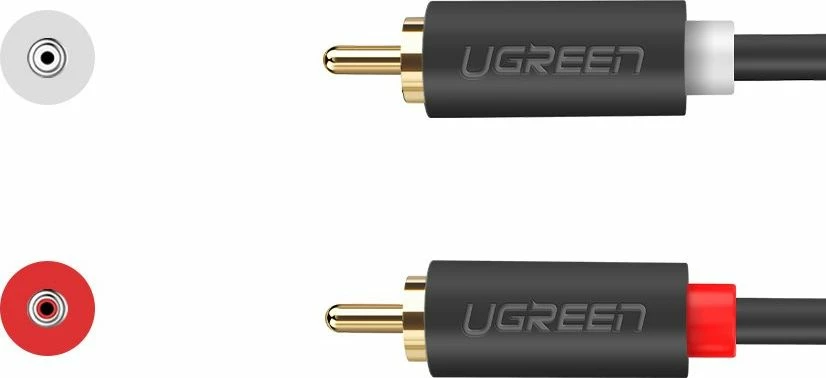 Kabllo audio RCA Ugreen UGR457BLK 2xRCA male në 2xRCA male 5 m, gri