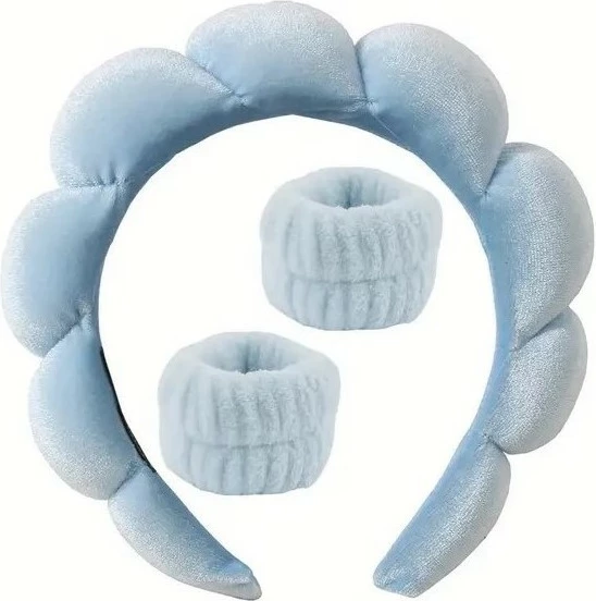 Set shirit për flokë dhe rripa për kyçe Ecarla për femra, 3 copë, blu