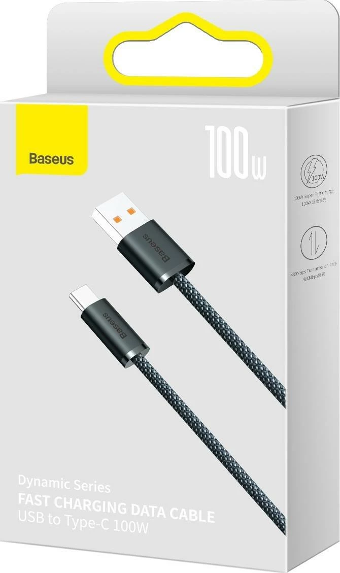 Kablë Baseus Dynamic Series CALD000616 USB-A në USB-C 1m 100W USB 2.0, gri