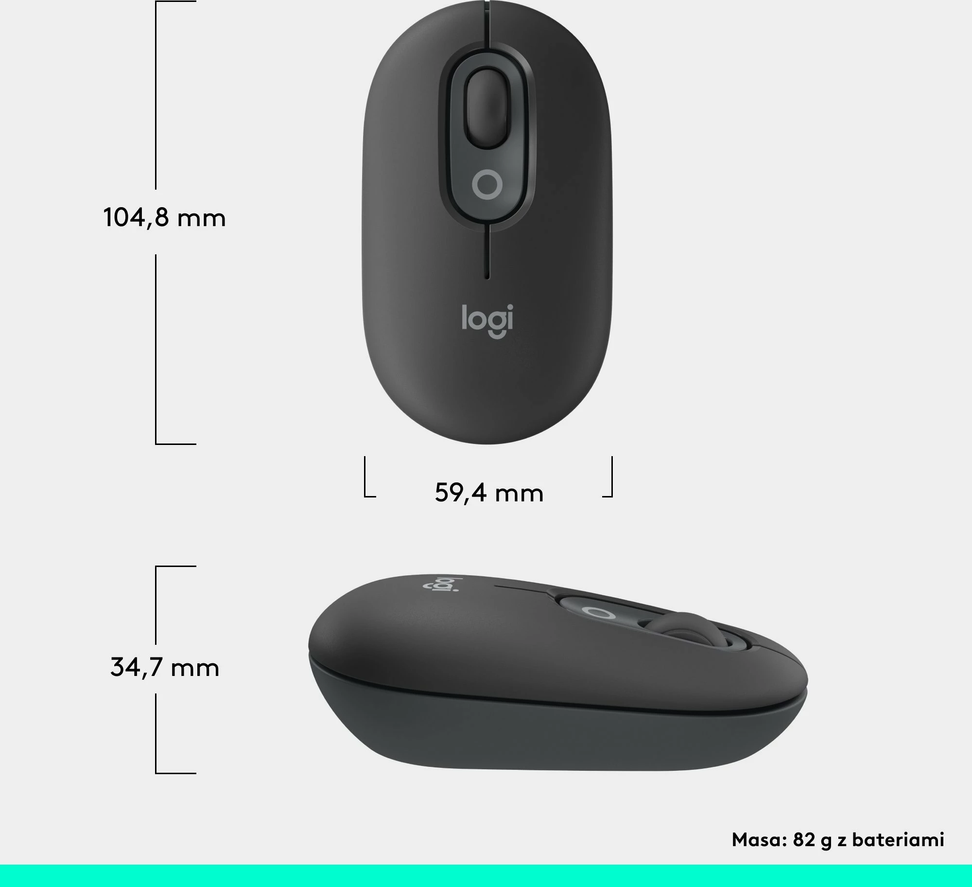 Maus Logitech POP 910-007412 4000 DPI Bluetooth wireless Graphite