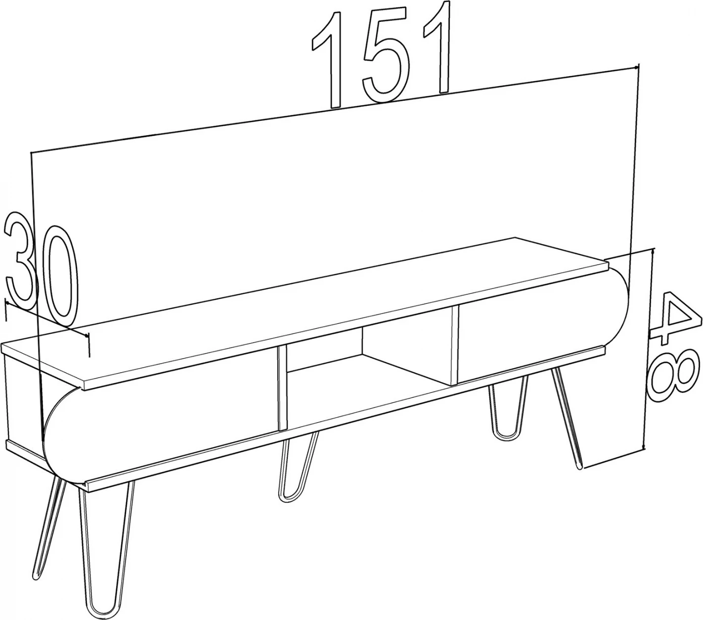 Mobilje TV FH211.01 sonama e bardhë 151x30x48Y cm