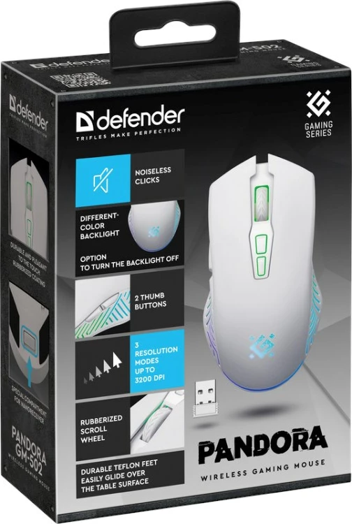 Maus wireless Defender Pandora RF, 3200 DPI, 6 butona, i bardhë