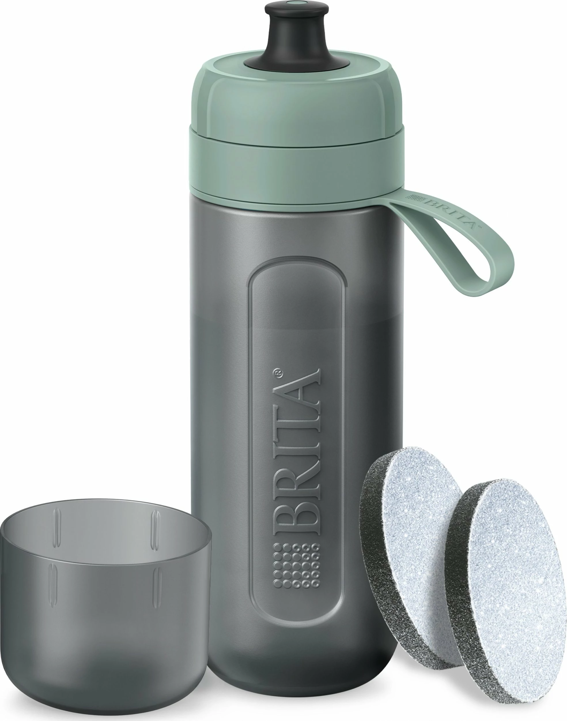 Shishe filtruese uji Brita Active 600 ml, set me 2 filtra MicroDisc, jeshile pastel