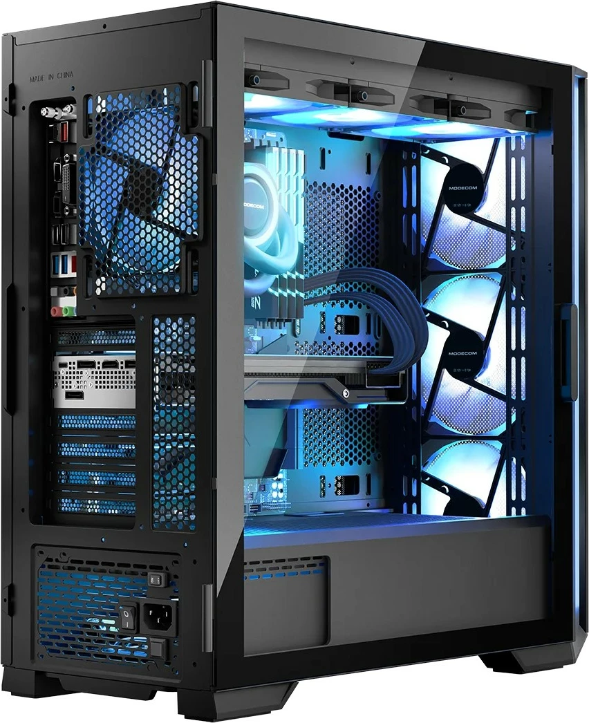 Kasë MODECOM Horizon ARGB Flow Midi, E-ATX, 4 ventilatorë ARGB, Xham i temperuar, e zezë