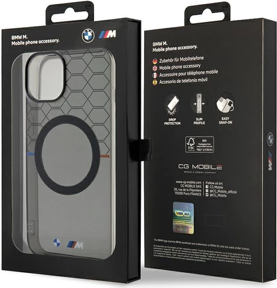 Mbështjellës BMW Pattern MagSafe për iPhone 14 Plus, Gri
