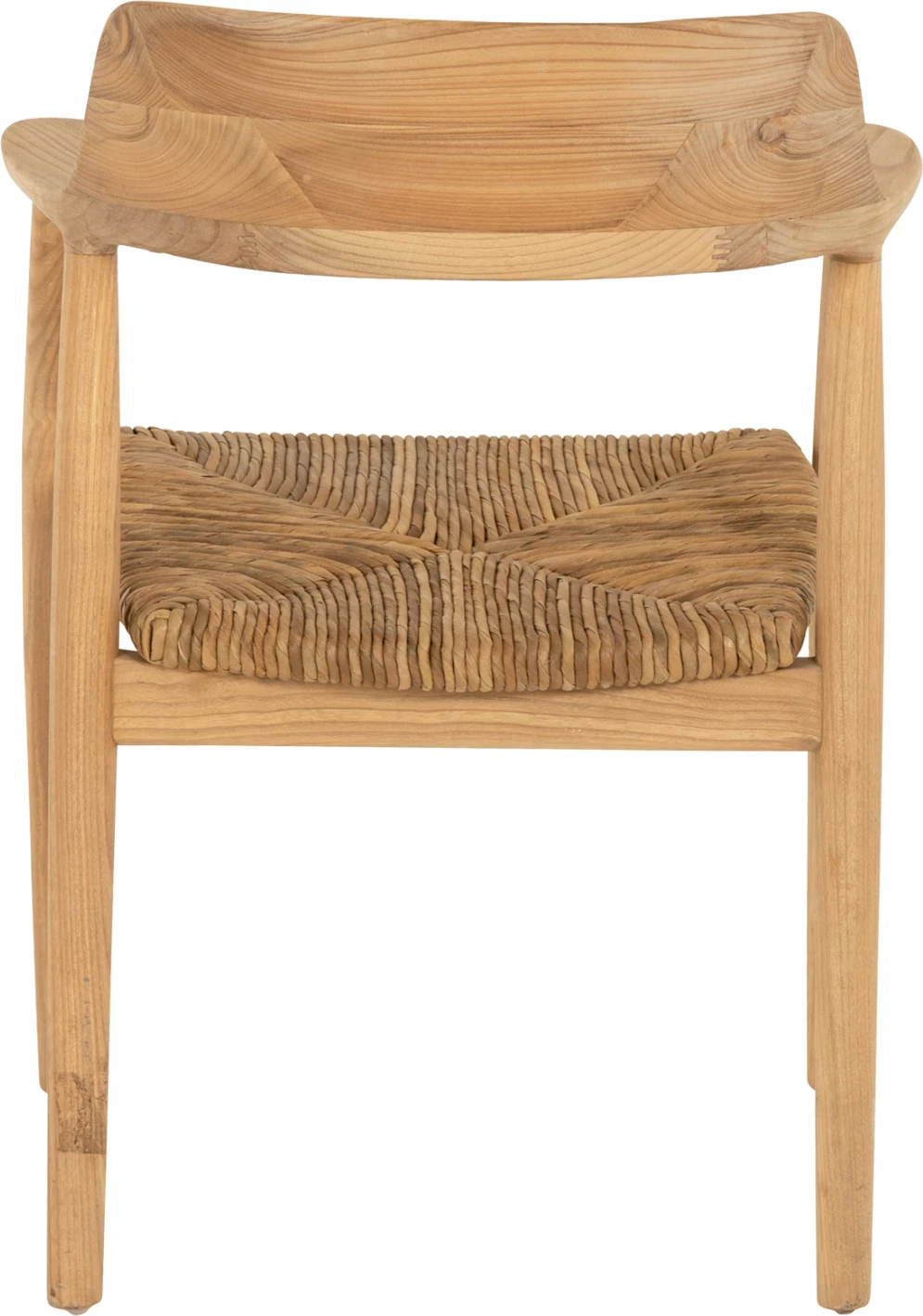 Karrige me krahë, dru teak dhe sedilje kashtë, FH9335, 58x53x79 cm