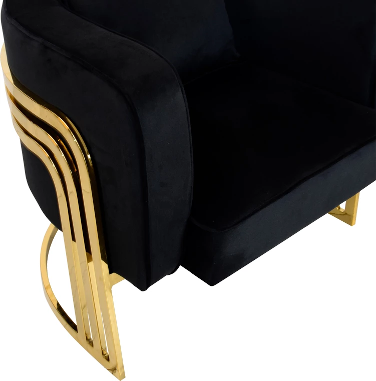 Karrige Roblu, metal i artë dhe pëlhurë kadife, ngjyrë e zezë, 72x77.4x70cm