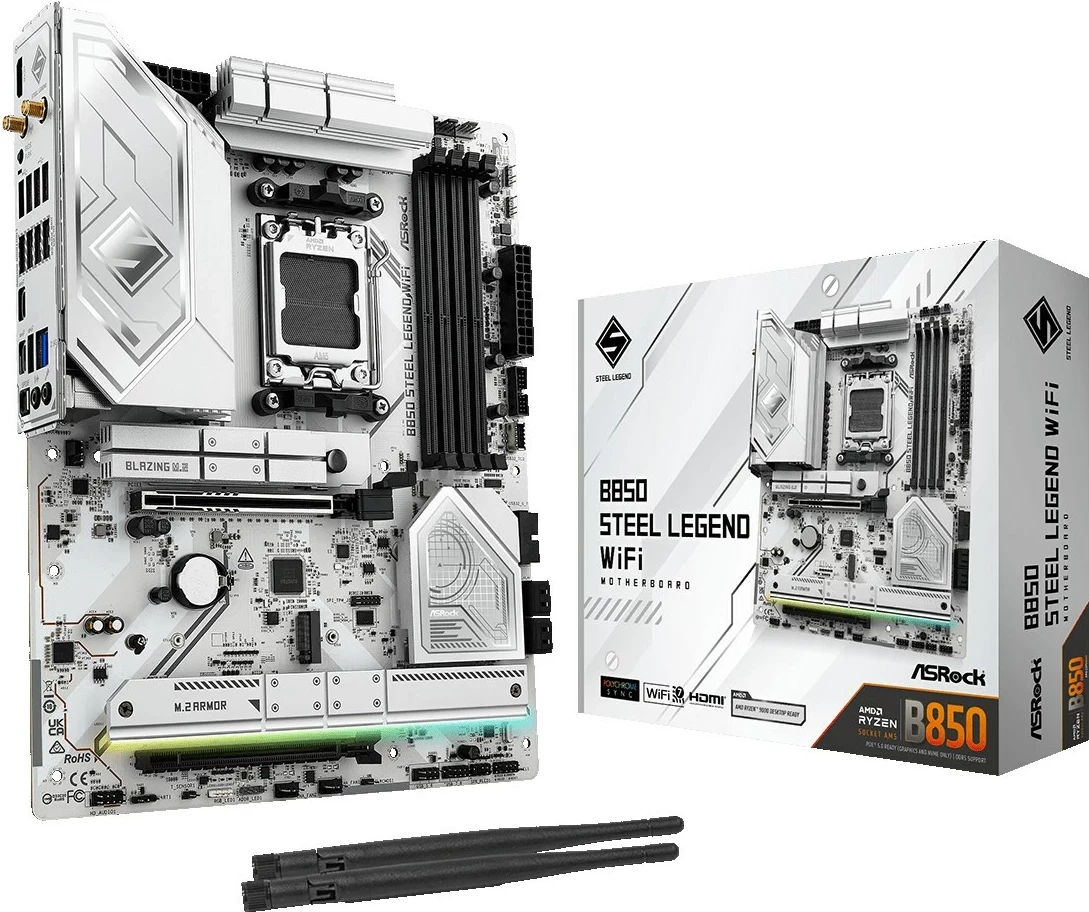 Pllakë amë Asrock B850 Steel Legend WiFi, Socket AM5, ATX, Bardhë