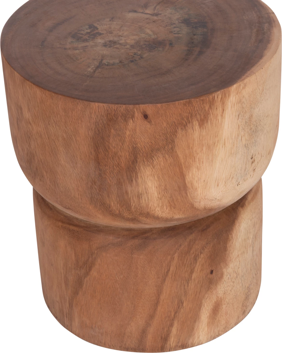 Tavolinë anësore ose stol cilindrik, dru suar natyral, FEBRY FH9908, 39.5x45.5cm