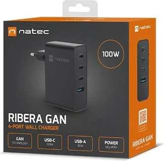 Karikues Natec Ribera GaN 100W USB-A + 3x USB-C i zi