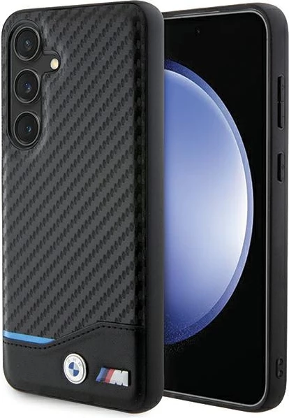 Mbështjellës BMW Leather Carbon për Samsung Galaxy S24, i zi