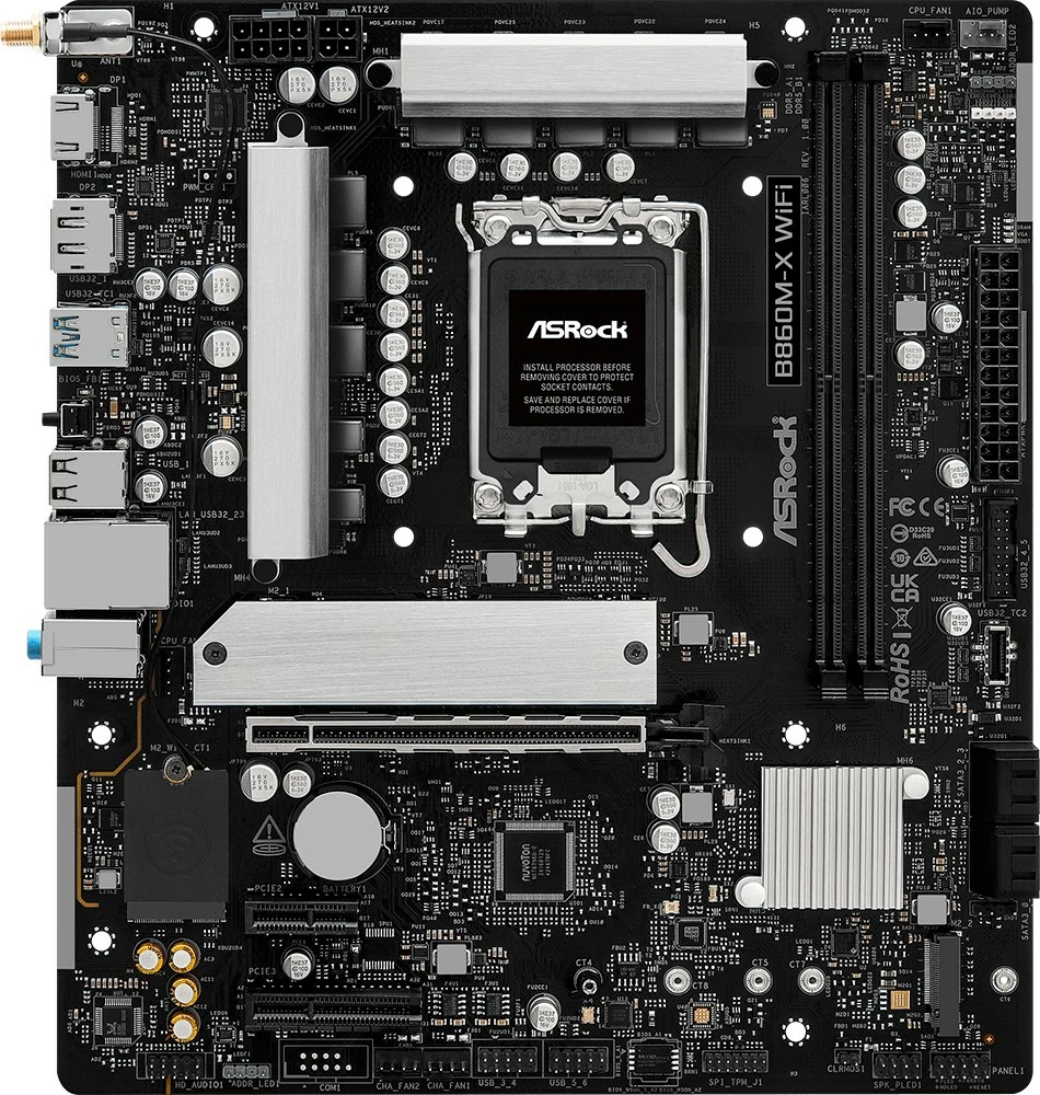 Pllakë amë ASRock B860M-X WiFi, micro ATX, DDR5, HDMI/DP, WiFi, Bluetooth, e zezë