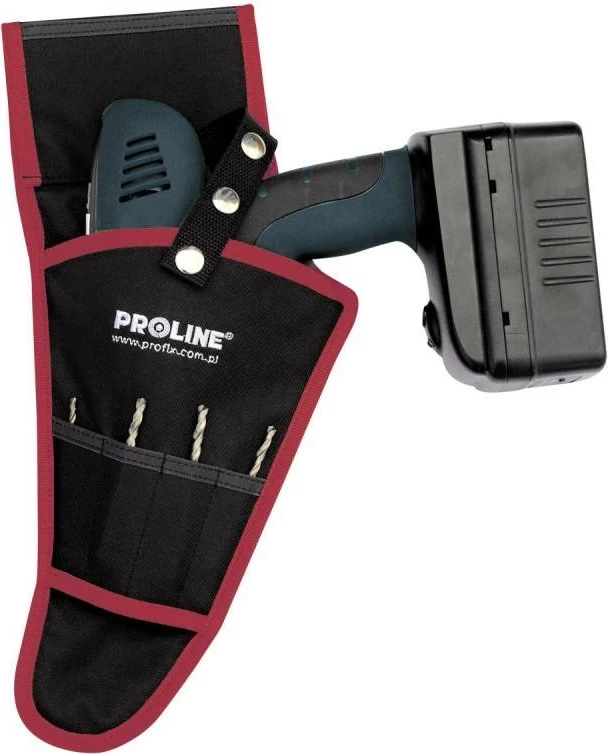 Mbajtëse për drill PROLINE 52064, 1 xhep i madh + 4 të vegjël, kuqe/zezë