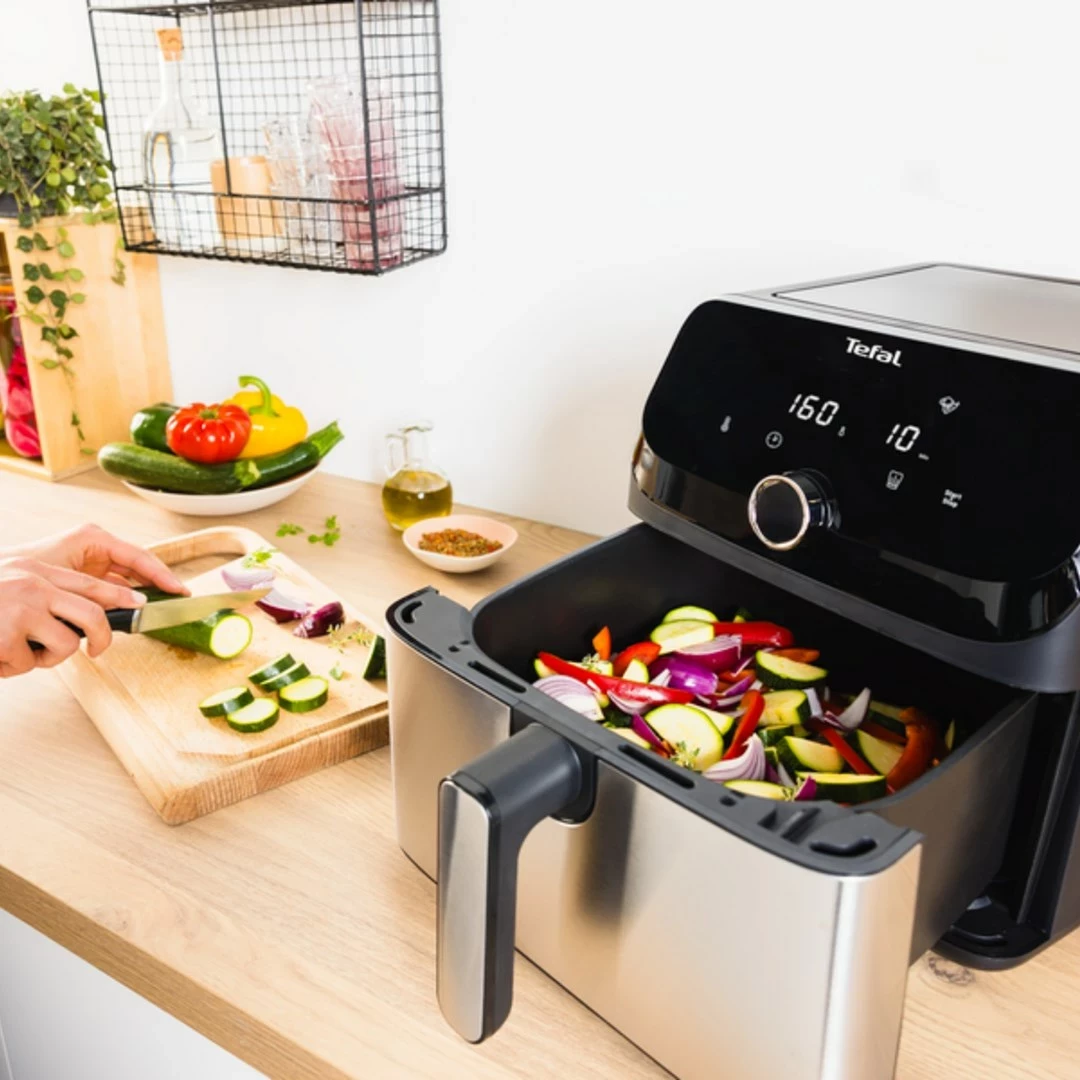 Fritezë me ajër të nxehtë Tefal Easy Fry Mega EY855D10, 7.5 L, E zezë, Inox