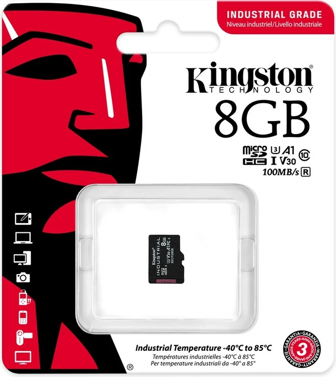 Kartelë memorie Kingston Industrial MicroSDHC 8 GB, e zezë