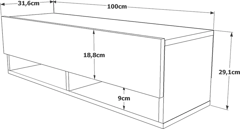 Njësi TV për mur Roscoe, ngjyrë lisi, 100x31,5x29,5cm