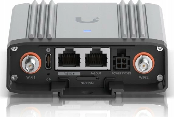 Ruter Ubiquiti UniFi UMR-Industrial 4G LTE, Wi‑Fi 4 2.4GHz, IP66, 2x Gigabit LAN, 3x antena të jashtme, gri
