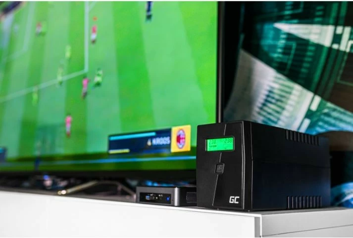 UPS Green Cell UPS02, 800VA 480W, Tower, Ekran LCD, e zezë