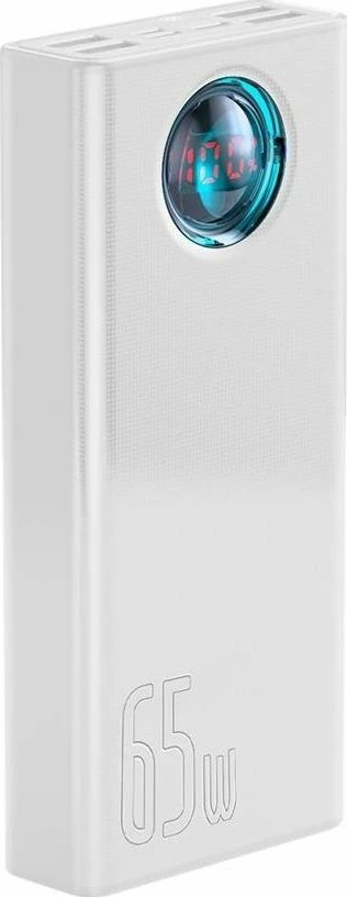Powerbank Baseus Amblight 30000mAh 65W me display, 4x USB-A + 1x USB-C, e bardhë