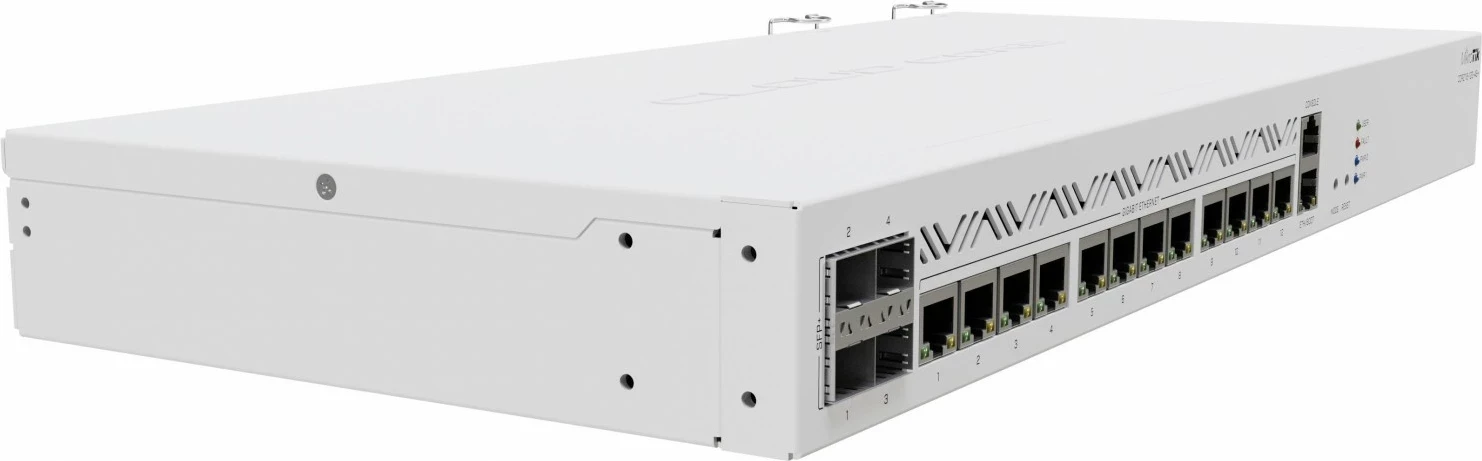Switch MikroTik CCR2116-12G-4S+, 16 bërthama, 16GB RAM, 4x SFP+ 10G, i zi