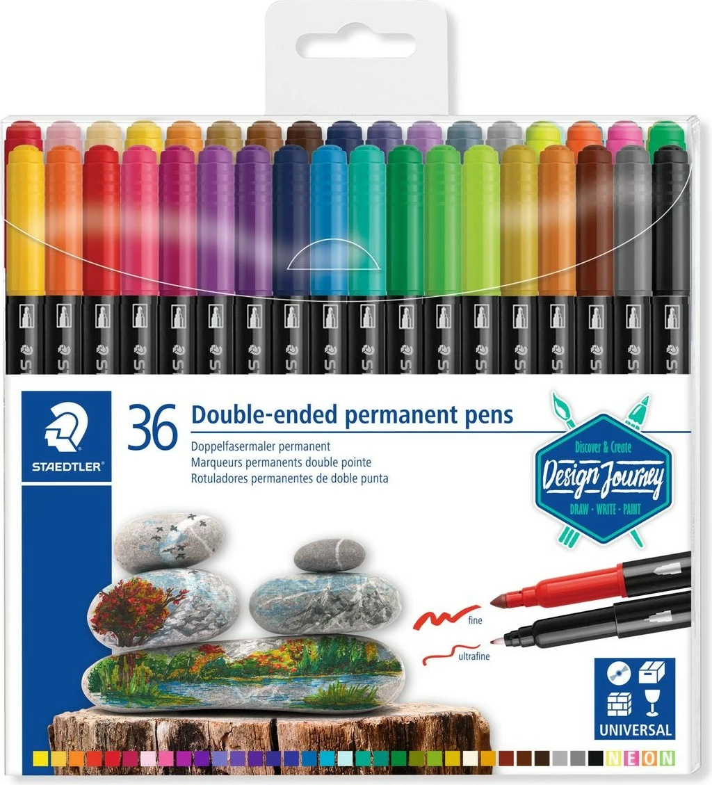 Set stilolapsa STAEDTLER 3187, 36 ngjyra, dy maje, multikolor