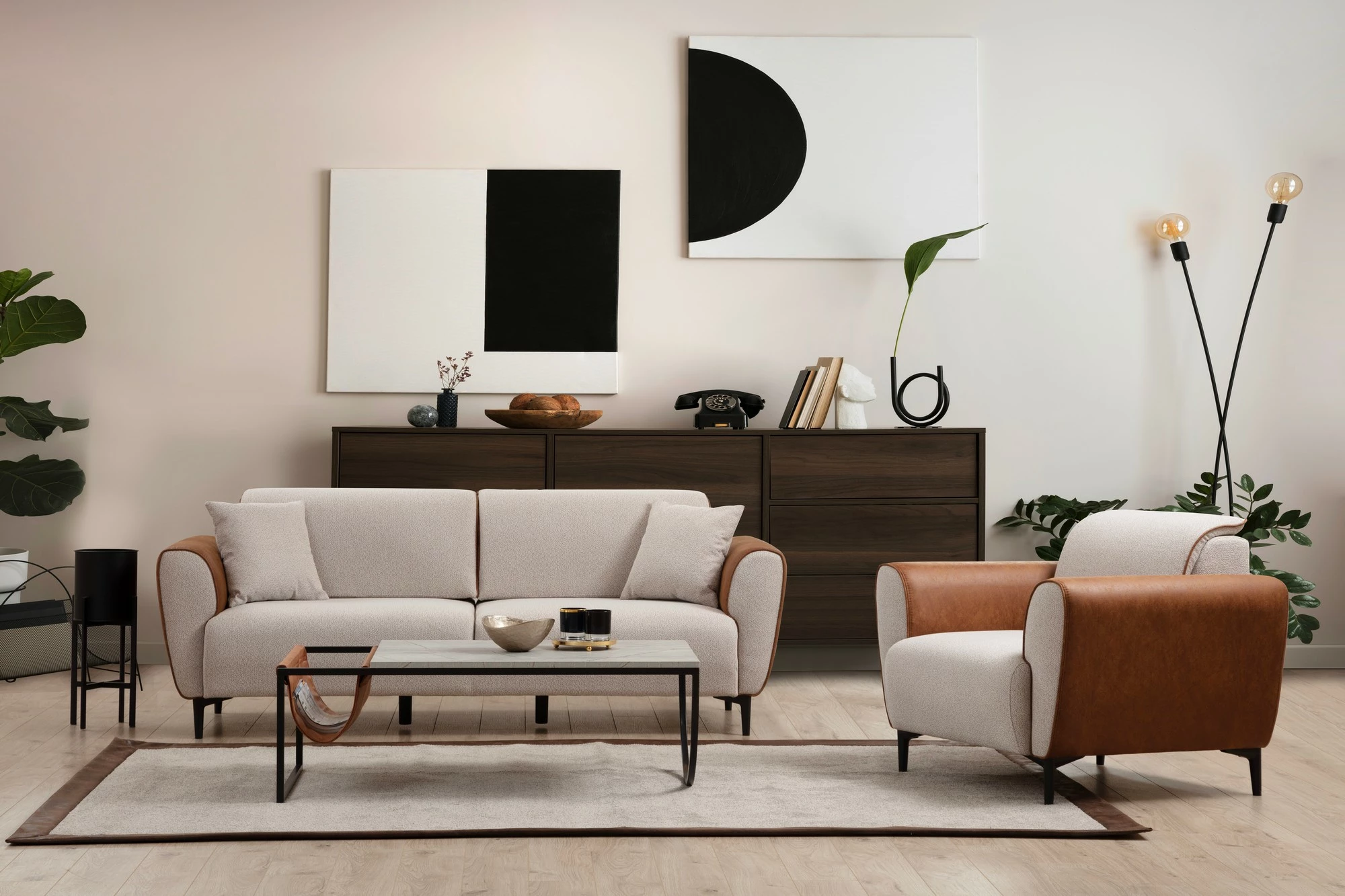 Karrige një vendëshe Atelier del Sofa, bezhë-kanelë