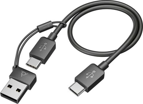 Kufje Poly Focus 2 USB-C/A me stacion karikimi, Bluetooth, Stereo, E zezë