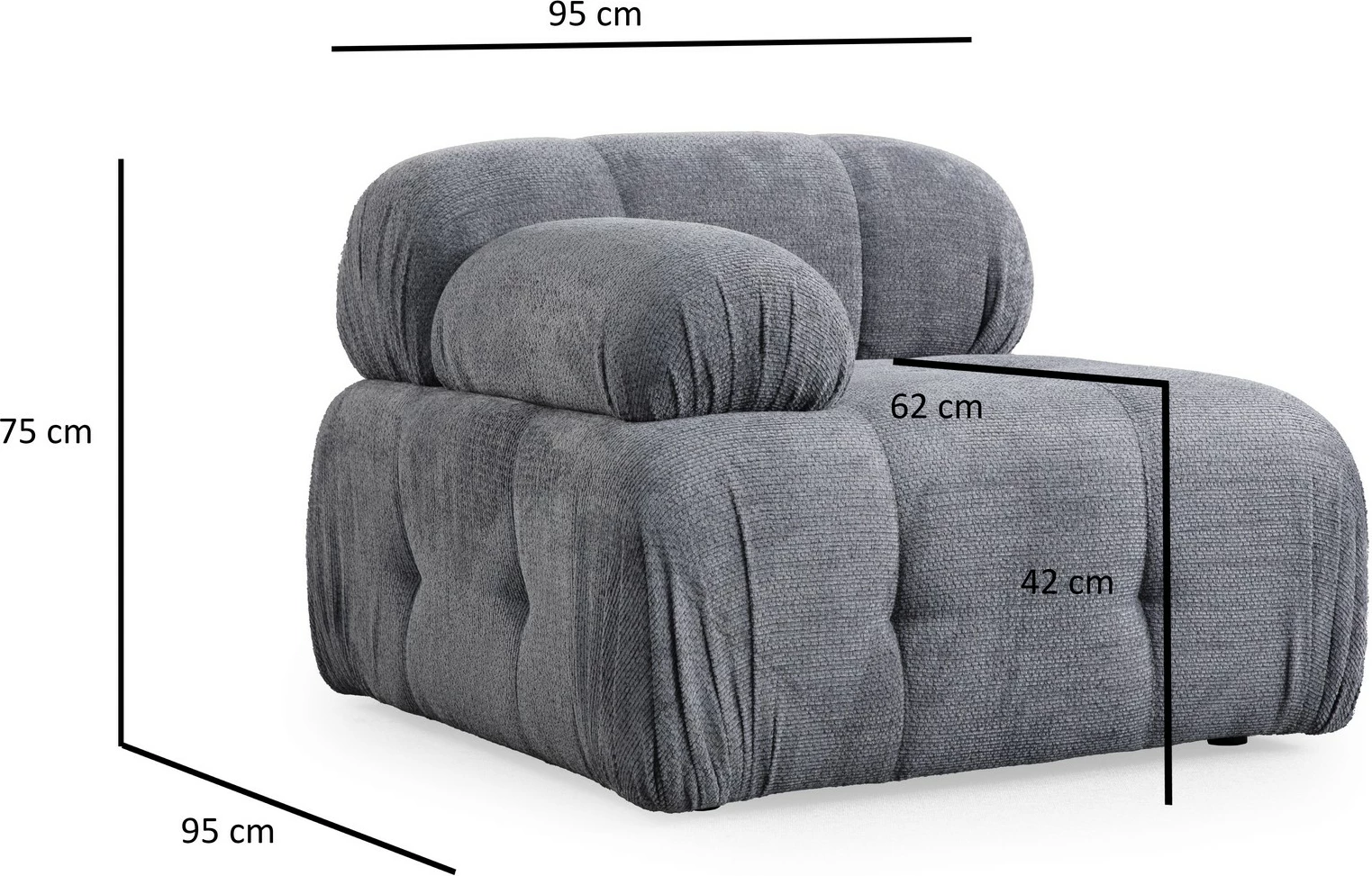 Divan dy vendësh Atelier del Sofa, Petite 2, ngjyrë gri