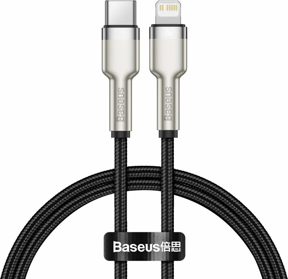 Kabl USB Baseus CATLJK-01 USB-C në Lightning 0.25 m Power Delivery 20W, e zezë, 1 copë