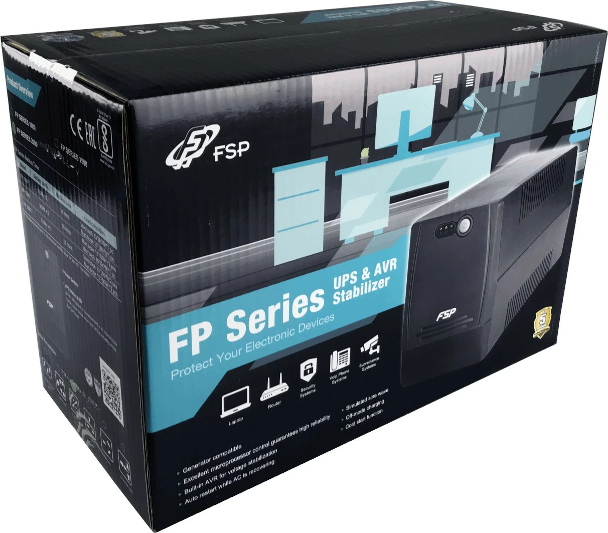 UPS FSP FP 1500, Line-Interactive, 1.5 kVA, 900 W, Sine, 162 V, 290 V